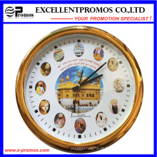 Alta qualidade personalizado logotipo impressão rodada relógio de parede de plástico (item23)